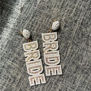 (2) pairs of bride earrings and bonus - bride decor items unused!